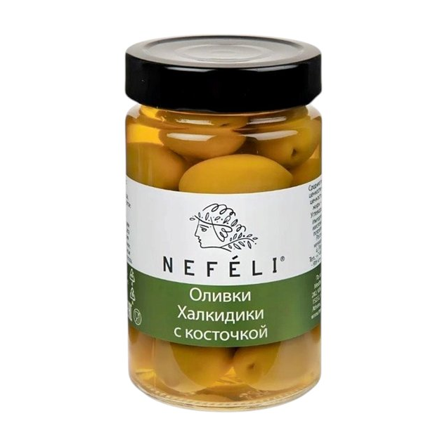Оливки Халкидики Nefeli с косточкой, 300 мл
