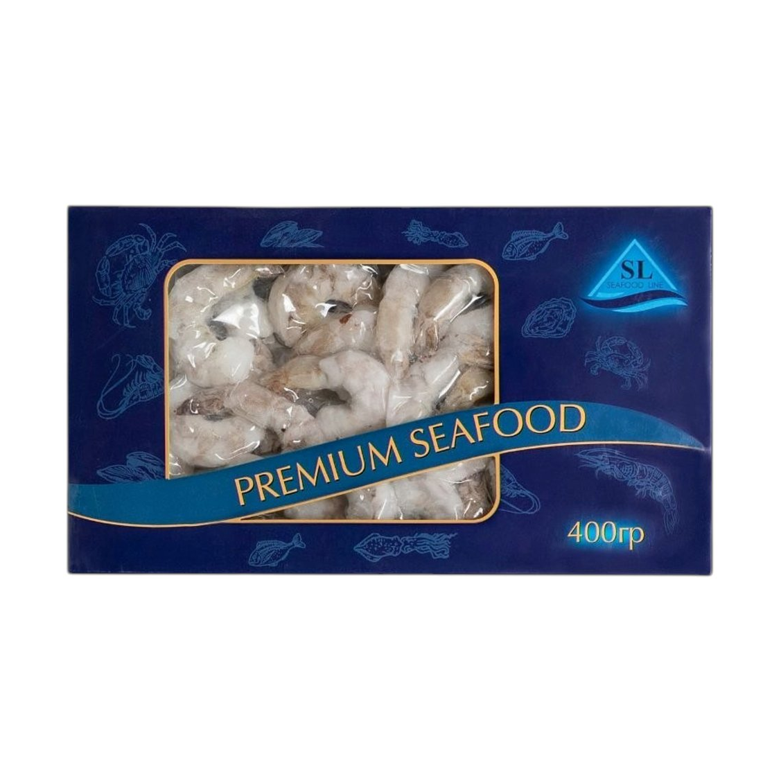 Креветки Seafood Line, очищенные с хвостом, 26/30, 400 г