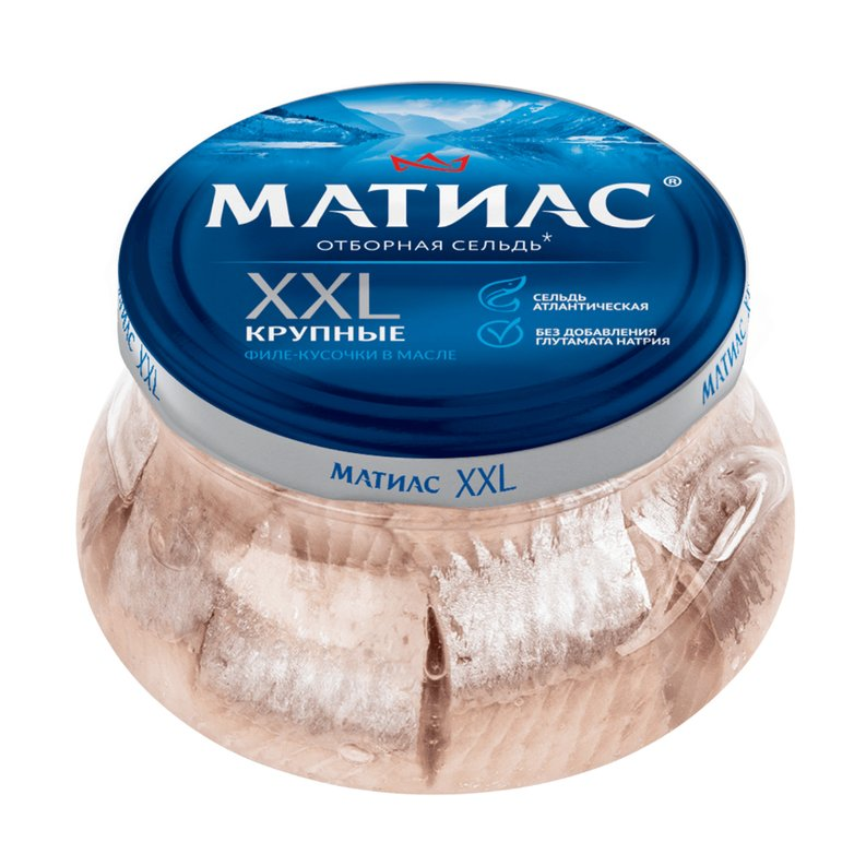 Филе сельди Матиас XXL, крупные кусочки в масле, 260 г
