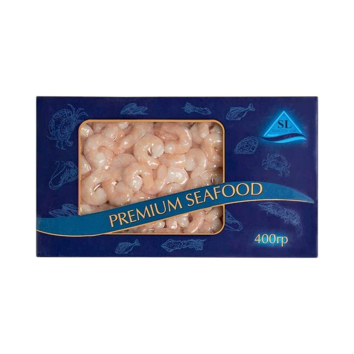 Креветки Seafood Line очищенные варено-мороженые 100/200, вес упаковка 400 гр